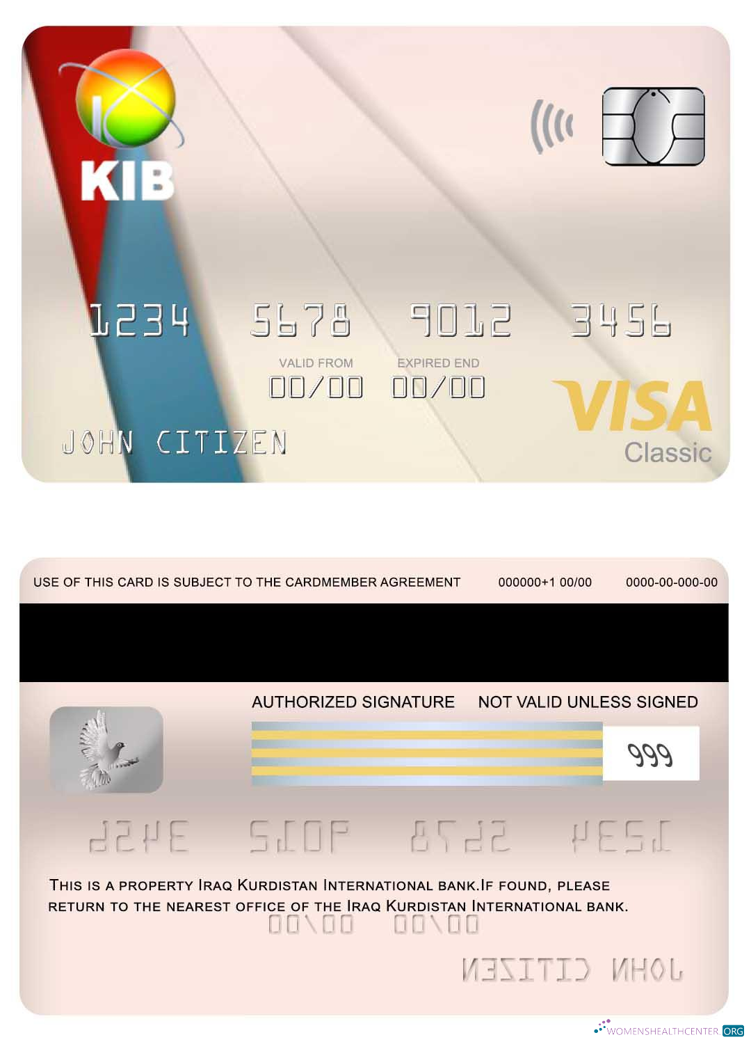 Download Iraq Kurdistan International Bank visa classic card Photoshop template